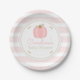 Pink Pumpkin Baby Shower Paper Plate