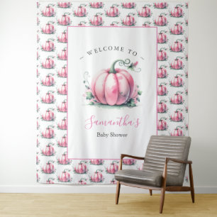Pink Pumpkin Baby Shower Photo Backdrops  Tapestry