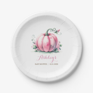 Pink Pumpkin Baby Shower Plates – Fall Theme