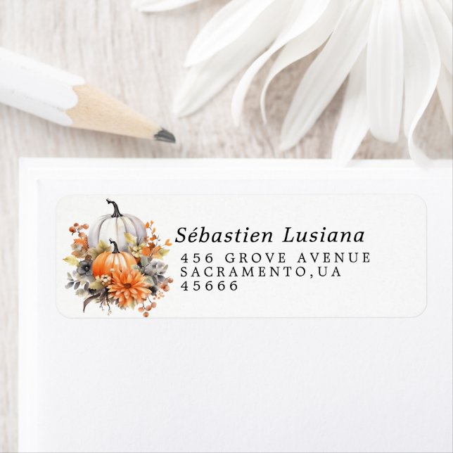 Pink Pumpkin Baby Shower Return Address Label (Insitu)