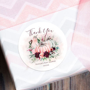 Pink Pumpkin Baby Shower Thank You Classic Round Sticker