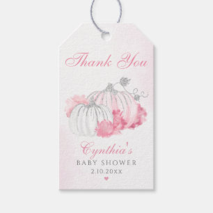 Pink Pumpkin Baby Shower Thank You Favour Gift Tags