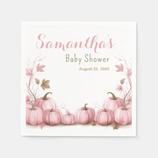 Pink Pumpkin Baby Shower Theme Paper Napkin