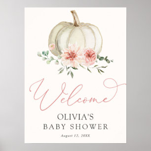 Pink Pumpkin Baby Shower Welcome Sign