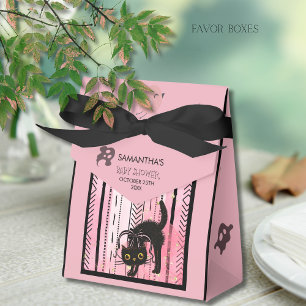 Pink Pumpkin & Black Cat Halloween Treat Box