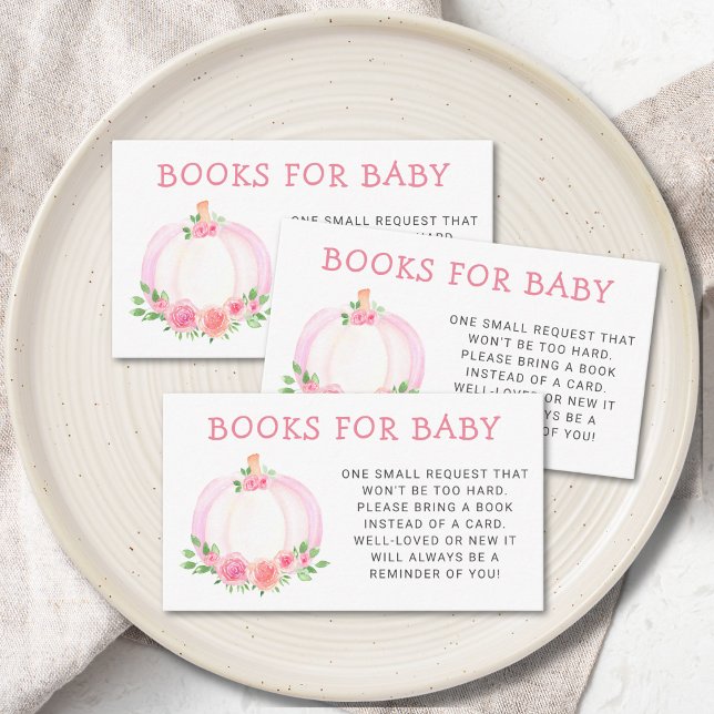 Pink Pumpkin Books For Baby Girl's Baby Shower  Enclosure Card (Creator Uploaded)