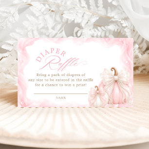 Pink Pumpkin Bow Baby Shower Diaper Raffle Ticket Enclosure Card