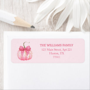 Pink Pumpkin Bow Halloween Custom Return Address Return Address Label