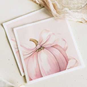 Pink Pumpkin Bow Watercolor Napkin