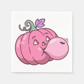 Pink Pumpkin Bubble Gum Cute Pastel Halloween Napkin