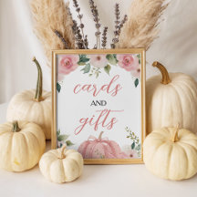 Pink Pumpkin Cards & Gifts Table Sign 8x10