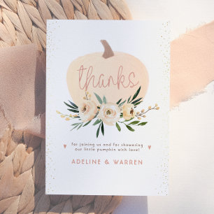 Pink Pumpkin Couples Baby Shower Pink Gold Thanks Thank You Card