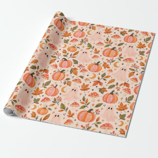 Pink Pumpkin & Cute Halloween Wrapping Paper