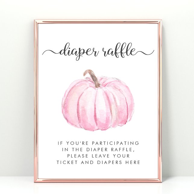 Pink Pumpkin Diaper Raffle Baby Shower Game Poster (Creator Uploaded)