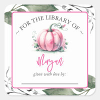 Pink Pumpkin Fall Baby Shower Bookplate