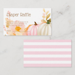 Pink Pumpkin Fall Baby Shower Diaper Raffle Enclosure Card