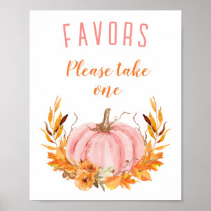 Pink Pumpkin Fall Baby Shower Favours Sign