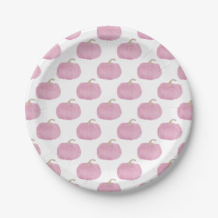 Pink Pumpkin Fall Baby Shower Paper Plates