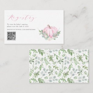 Pink Pumpkin Fall Baby Shower QR Code Registry Enclosure Card