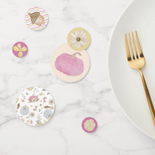 Pink Pumpkin Fall Baby Shower Table Confetti