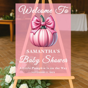 Pink Pumpkin Fall Baby Shower Welcome Acrylic Sign