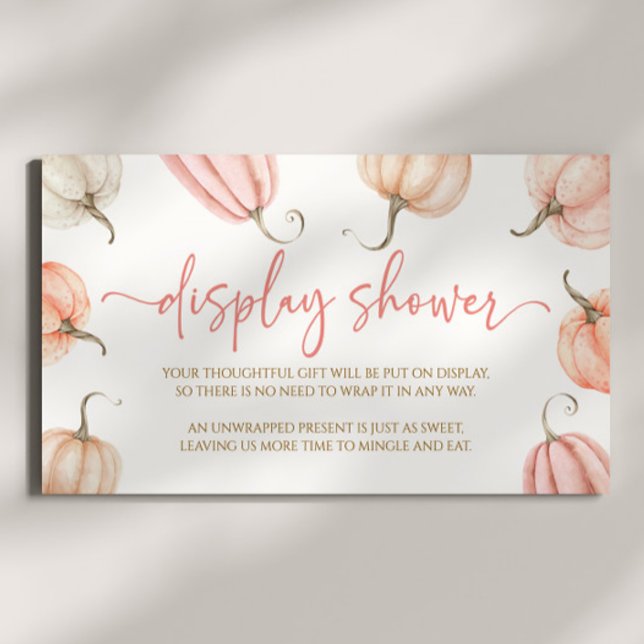 Pink Pumpkin Fall Bridal Shower Display Shower Enclosure Card (Creator Uploaded)