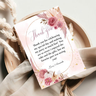 Pink Pumpkin Fall Girl Baby Shower Thank you card