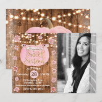 Pink Pumpkin Fall Rustic Sweet 16 Birthday Photo