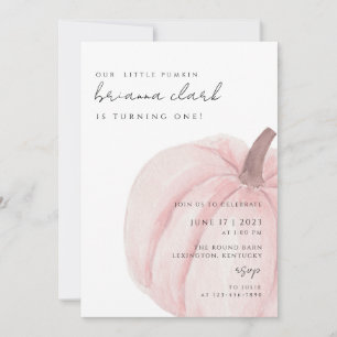 pink pumpkin First Birthday  Invitation