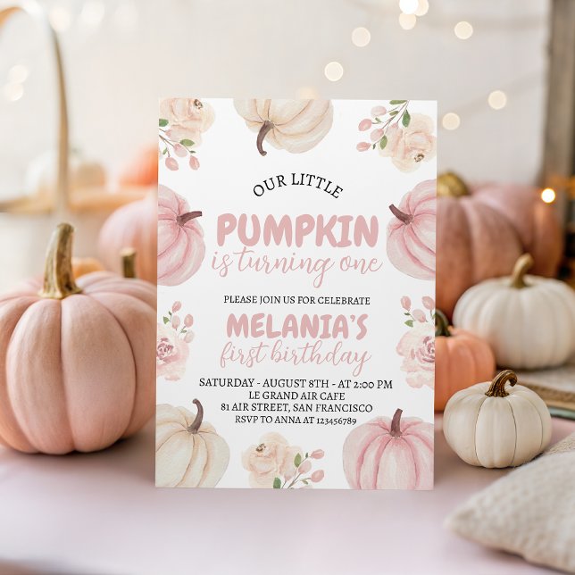 Pink Pumpkin First Birthday Invite (Creator Uploaded)