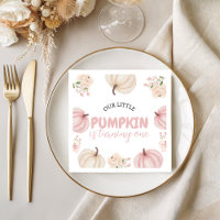 Pink Pumpkin First Birthday Napkin