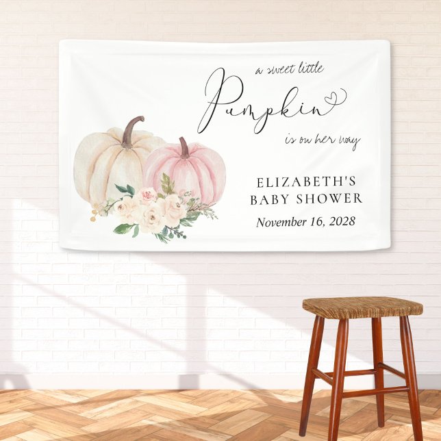 Pink Pumpkin Floral Baby Shower Welcome Banner (Creator Uploaded)