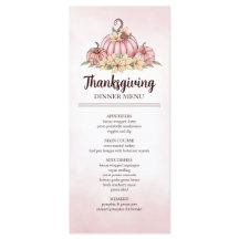 Pink Pumpkin Floral Thanksgiving Menu
