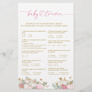 Pink Pumpkin Flowers Baby Trivia Game