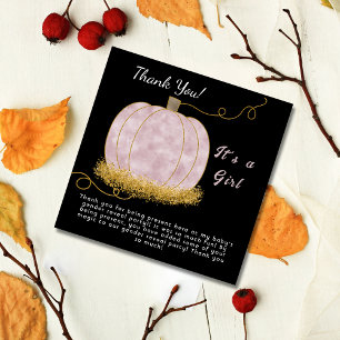 Pink Pumpkin Gender Reveal Party Its a Girl Thank You Card