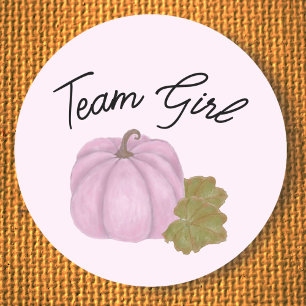 Pink pumpkin gender reveal Team Girl sticker
