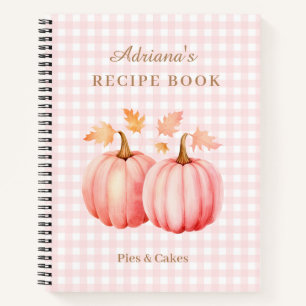 Pink Pumpkin Gingham Bakery Recipe Notebook