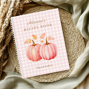 Pink Pumpkin Gingham Bakery Recipe Notebook