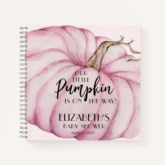 Pink Pumpkin Girl Baby Shower Guest Book (Front)