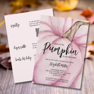 Pink Pumpkin Girl Baby Shower Invitation