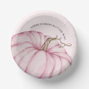 Pink Pumpkin Girl Baby Shower Paper Plate