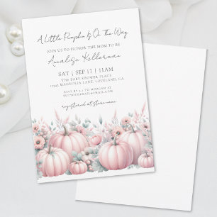 Pink Pumpkin Girl Fall Baby Shower Invitation
