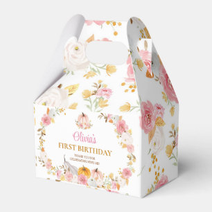 Pink Pumpkin Girl First Birthday Favour Box