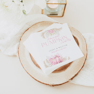 Pink Pumpkin Girl Floral Bow Baby Shower  Napkin
