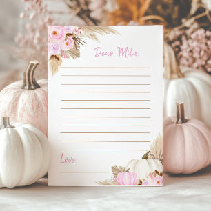 Pink Pumpkin Girl Time Capsule Note Message Card