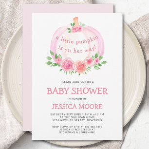 Pink Pumpkin Girl's Baby Shower Invitation