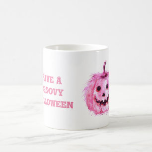 Pink Pumpkin Groovy Halloween Coffee Mug