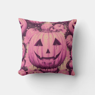 Pink Pumpkin Halloween Cushion
