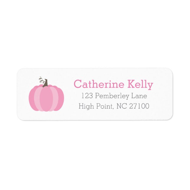 Pink Pumpkin Halloween or Shower Return Address Label (Front)