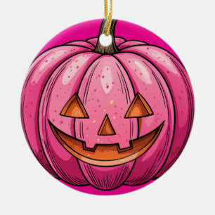 Pink Pumpkin Halloween Ornament 